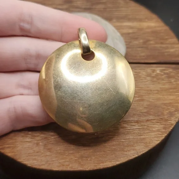 Gold tone medallion‎ domed necklace pendant