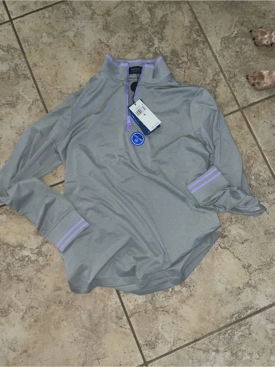 RLX Ralph lauren gold Grey Quarter-Zip Pullover with Lavender Trim