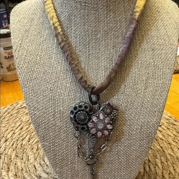 Steampunk Heart Polymer clay heart neclkace