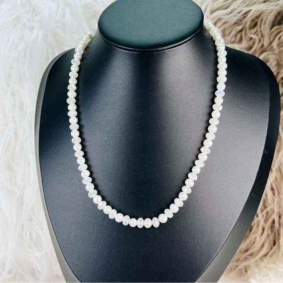 Super pretty white, reflective bead, toggle necklace, closure costume