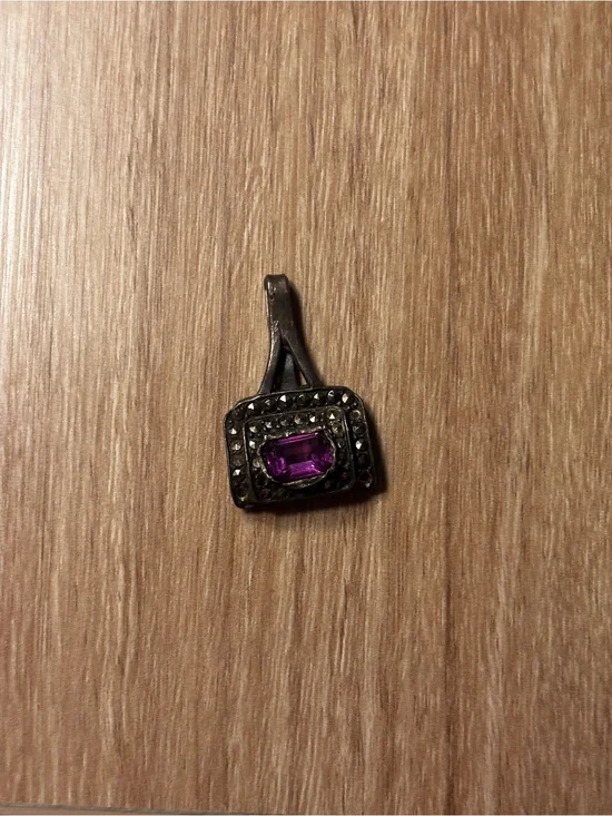 Vintage Purple Stone & Marcasite Style Pendant