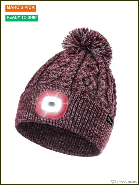 USB Rechargeable LED Lighted Beanie - Unisex Winter Hat with Adjustable