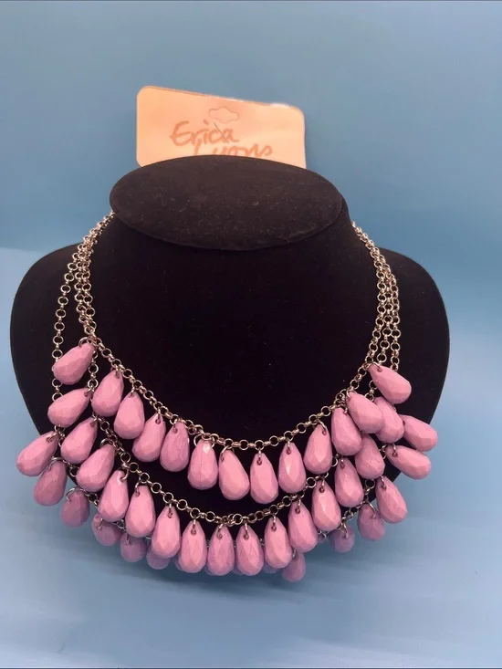 #0011. Erica Lyons Lavender Multi Strand Teardrop Necklace