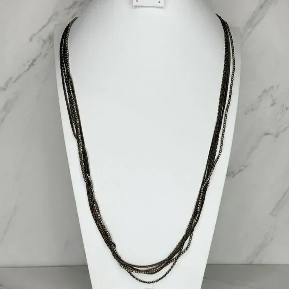 Chicos Multi Strand Gold Silver Tone Chain Link Necklace ✨