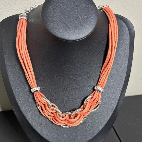 Chico’s Orange and Silver Tone Necklace