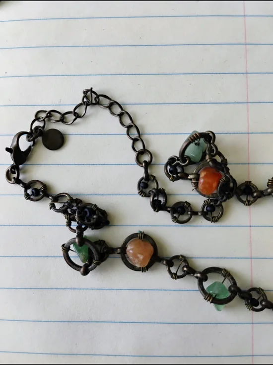 Coral And Green Stone Necklace