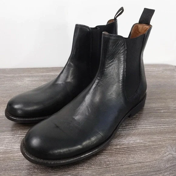 Frye‎ Boots Mens Size 9 D Black Tyler Chelsea Leather Pull On Ankle Casual