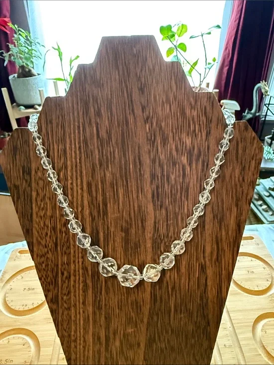 Clear Crystal Bead Necklace - Elegant Women's Jewelry