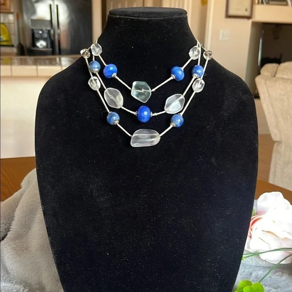 Chico's Modern Blue and Silver Necklace