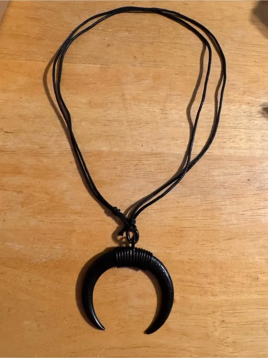 Black Metal Crescent Moon Viking Necklace