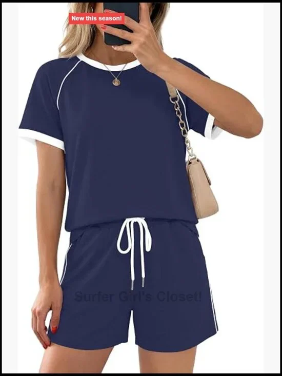 2 Piece Short Sets for Women Summer Lounge Matching Sets with Pockets