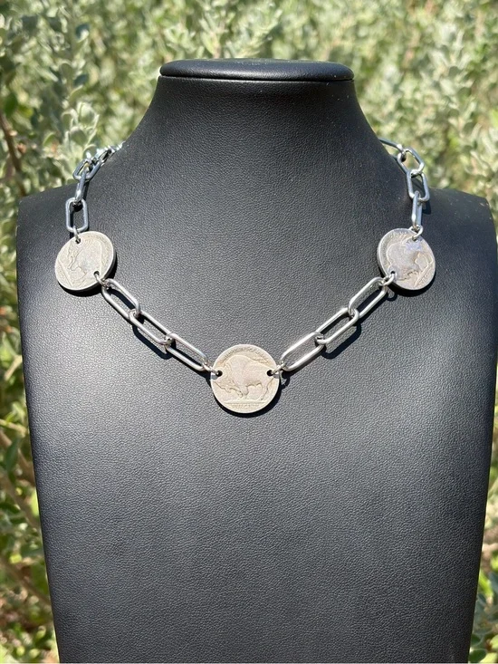 Buffalo Nickel & Stainless Choker Necklace