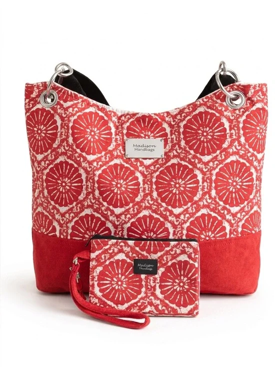 Madison Handbags Canvas Tote w/ Matching Wristlet Spring Summer Resort Vaca