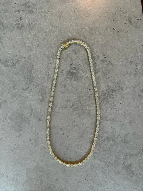 Gold-Tone Crystal Tennis Necklace - Elegant Women's Jewelry