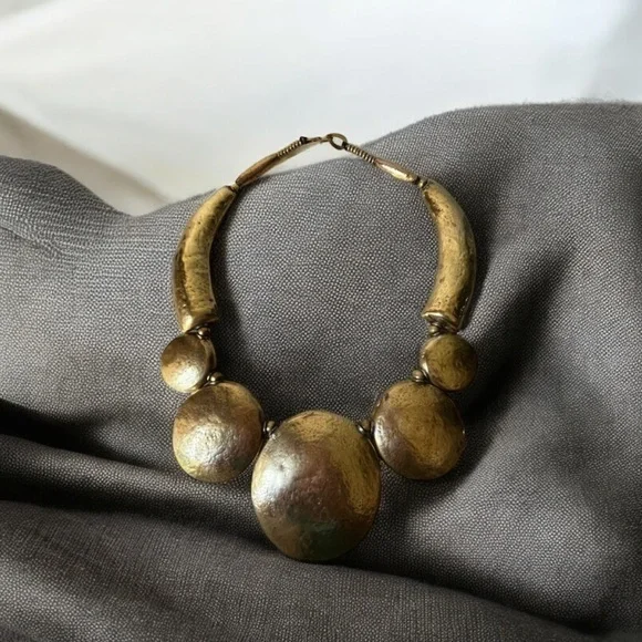 Bold Gold Statement Necklace vintage brass boho style