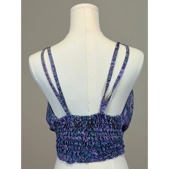 CYN‎ by Cynthia Mehra Purple Paisley 2 Piece Set Crop Top and Tie Front Shrug OS