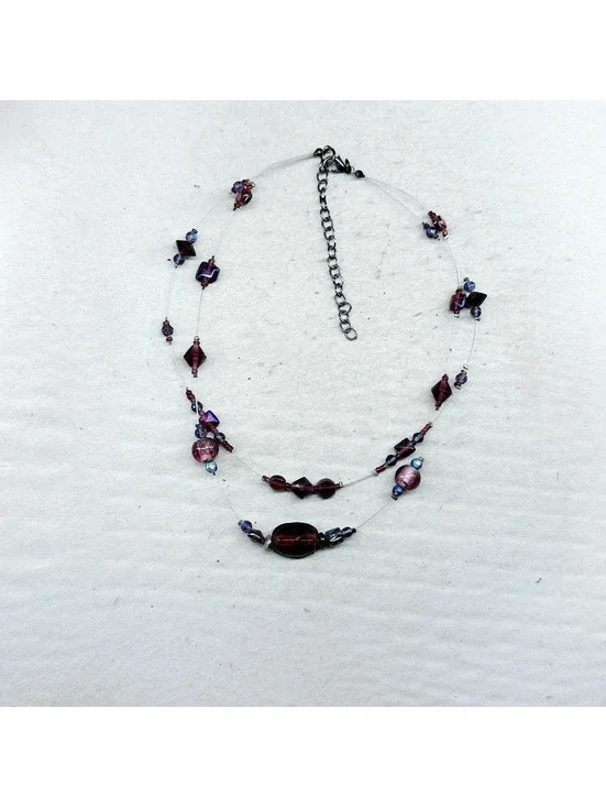 5087gc. Purple and Bronze Glass Necklace
