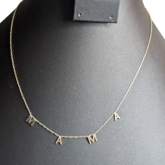 M A M A 925 Sterling Vermeil Yellow Tone Dainty 16
