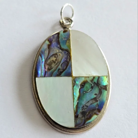 Vintage Pendant Southwestern style charm mother of pearl shell boho
