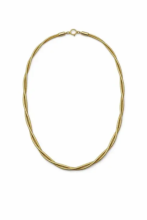 Gold-Tone 925 Sterling Silver 24 inch Two-Strand Snake Chain Necklace Italy VTG