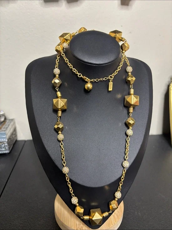 Kate Spade Gold Geometric Bead Long Necklace - Women's Fashion Jewelry