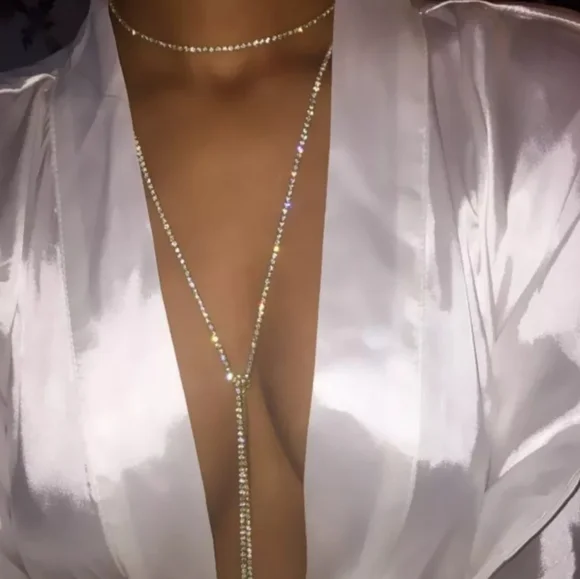 Sparkly Long Adjustable 50in Necklace Body Jewelry