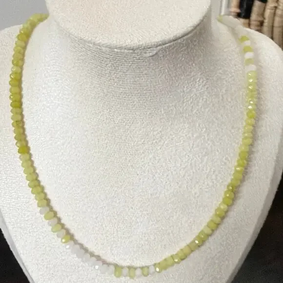 Second Bloom Studio Yellow White Ombre Agate Necklace 17.25