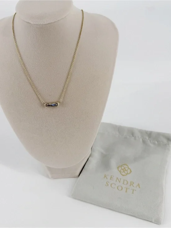 Kendra Scott Gray Irredescent Pendant Gold Plated Necklace
