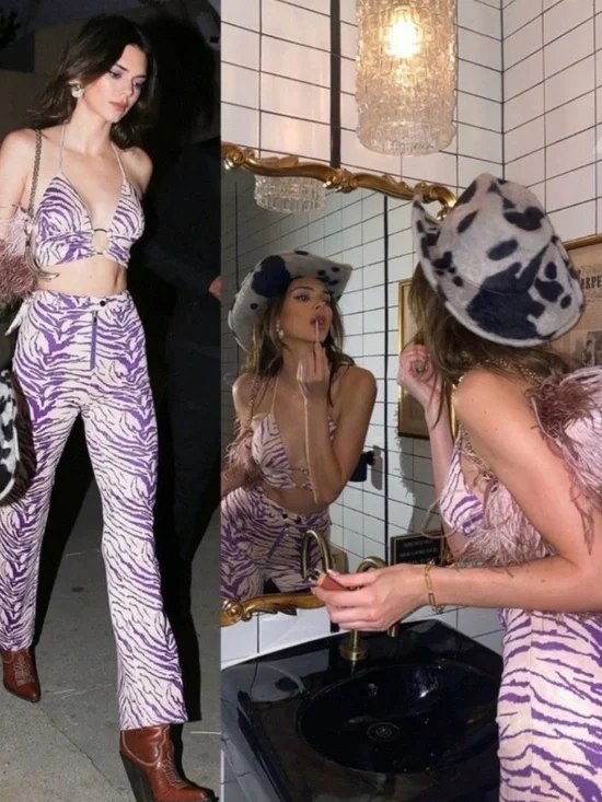 I.AM.GIA Kiki Crop Top Purple Zebra‎ Halter Open Back Medium