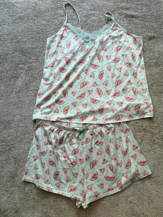Flora Nikrooz Watermelon Print Pajama Set Size Large Mint‎ Green Sleepwear