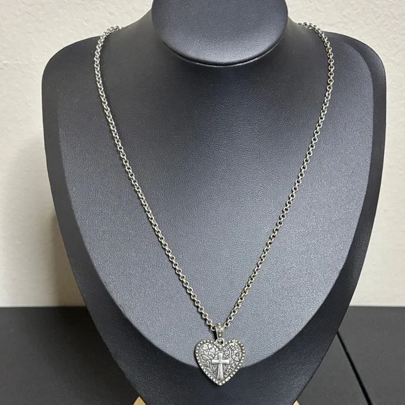 Hallmark Faith Love Cross Stainless Steel Embossed Chain Necklace