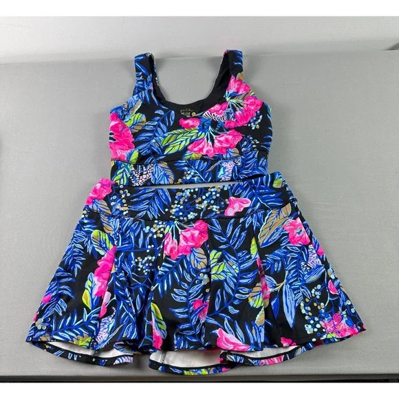 Lilly Pulitzer San Remo Luxletic Floral Skort & Sport Bra Top Set Women's Large