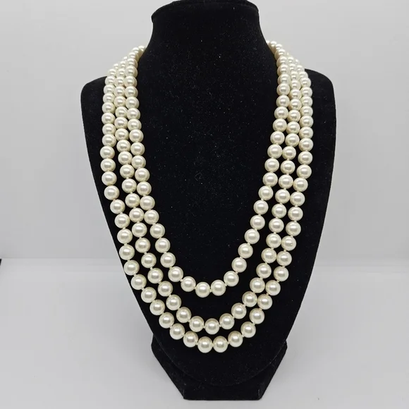 JBK three strand faux pearl necklace