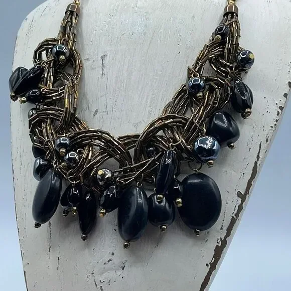 Bohemian inspired statement necklace  bold chunky textured