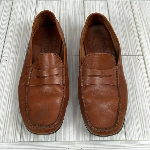 Tod's Men’s Brown Leather Penny Slip On Loafers‎ Size 8