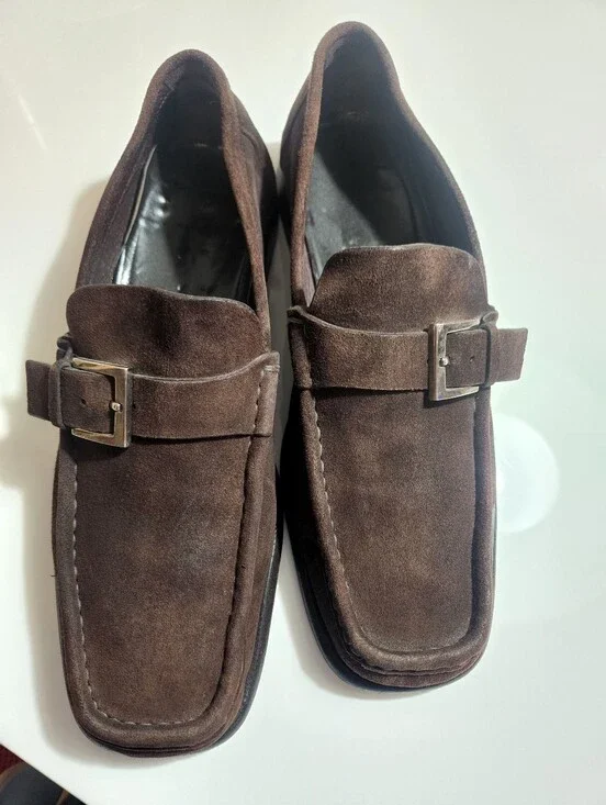 Gucci Brown Suede Buckle Loafers - Men's Slip-On Dress Shoes