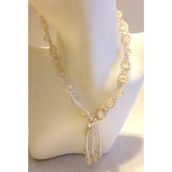 Necklace Tassel Drop Pendant Faux Pearl Beaded Elegant Statement Fashion Jewelry