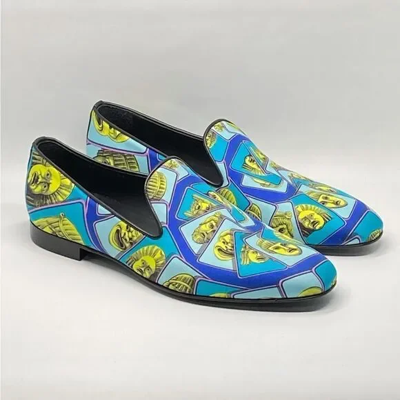 Versace Masks Print Silk Twill Loafer size 43/us size 10