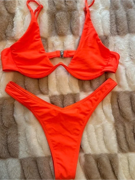 triangl swimwear Neon Orange Two-Piece Bikini Set