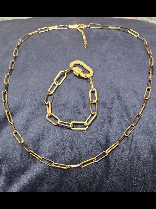 Sterling Silver  Paperclip Chain Necklace and Bracelet Set