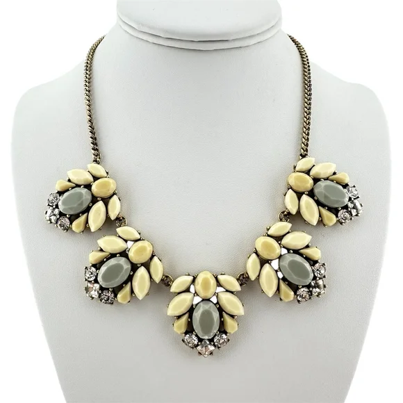 Vintage J. Crew Necklace Cream and Grey Statement