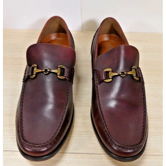 Kenneth Cole Reaction Burgandy-Brown Leather Bit Loafers Men's Size 12 M