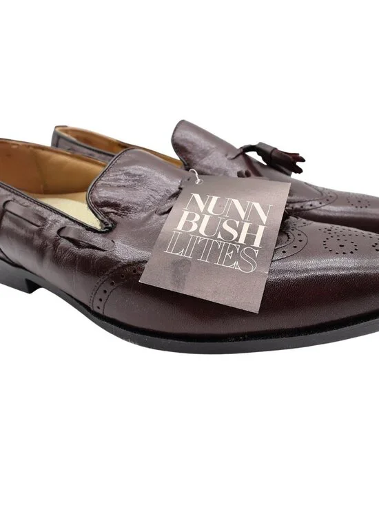 Nunn Bush Parker Wingtip Tassel Loafers Mens 11 Burgundy Leather