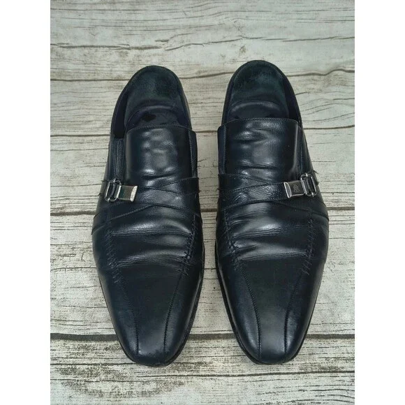 Mezlan Black Leather Slip On Loafers Men Size 11.5
