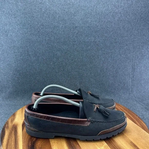 Cole Haan Mens Tassel Loafers Maine USA Leather Vibram Lug Sole Brown 10.5D