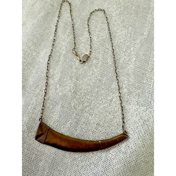 Axe & Apple Necklace Metal Pendant Brown with Silver Tone Chain Necklace Women‎