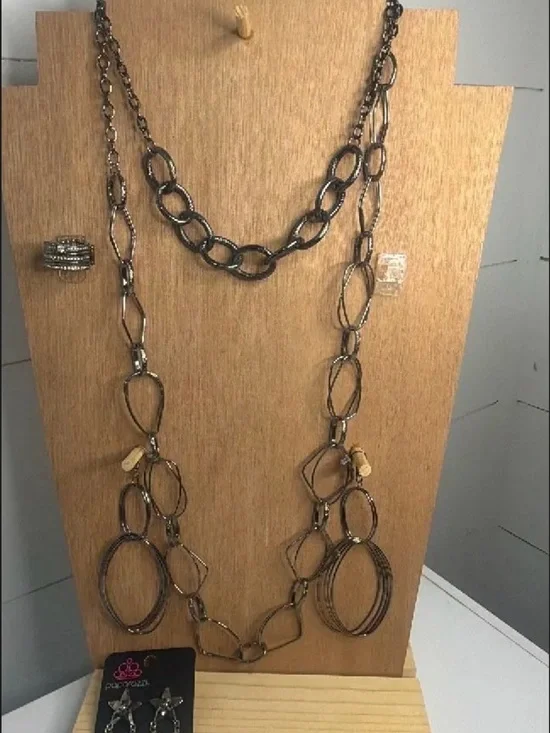 paparazzi Gunmetal and Black  Multi Necklace Bundle