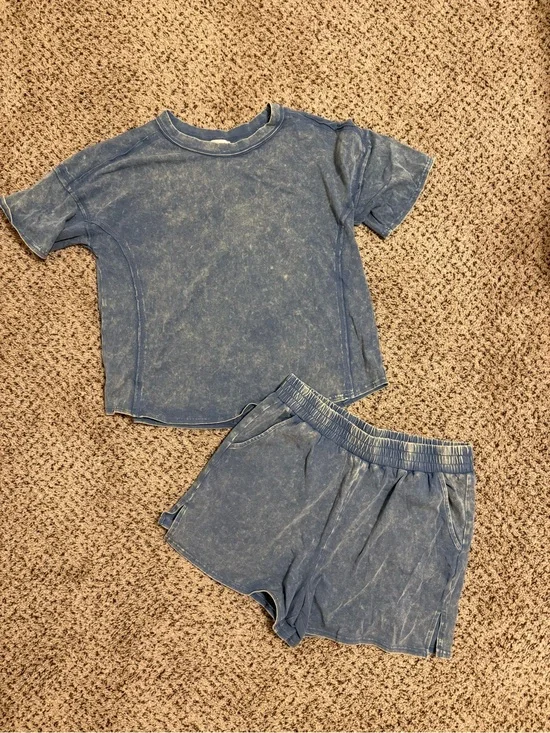 Zenana Outfitters Blue Tie-Dye Lounge Set