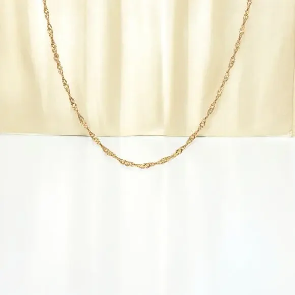 NEW 18K yellow gold plated twisted wave chain choker necklace jewelry B21B