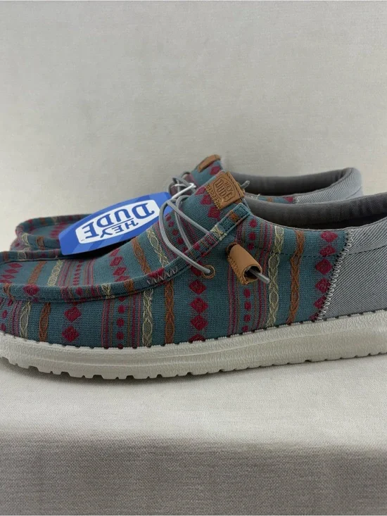 Hey Dude Wally Funk Vintage Blanket Slip-On Shoes -Sea Blue/Graphite size 13 NEW